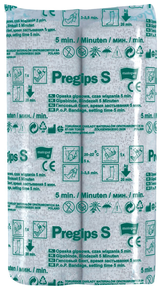 Бинт гіпсовий PREGIPS S 5хв 20см*3м A2